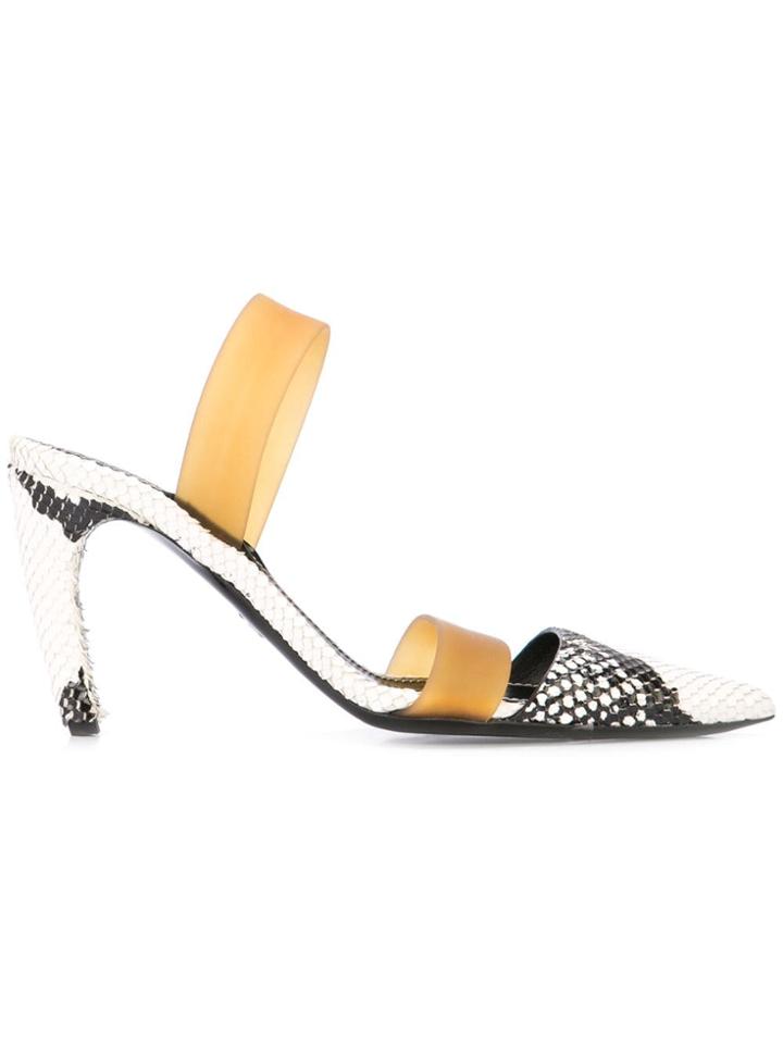 Proenza Schouler Python Embossed Slingback High Heel Pumps - Black