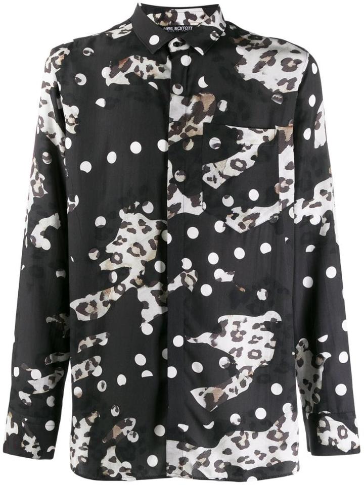 Neil Barrett Clash Leopard Print Shirt - Black