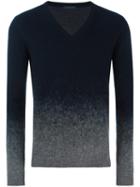 Pal Zileri Flocked Effect V-neck Jumper, Men's, Size: 52, Blue, Wool/alpaca/nylon