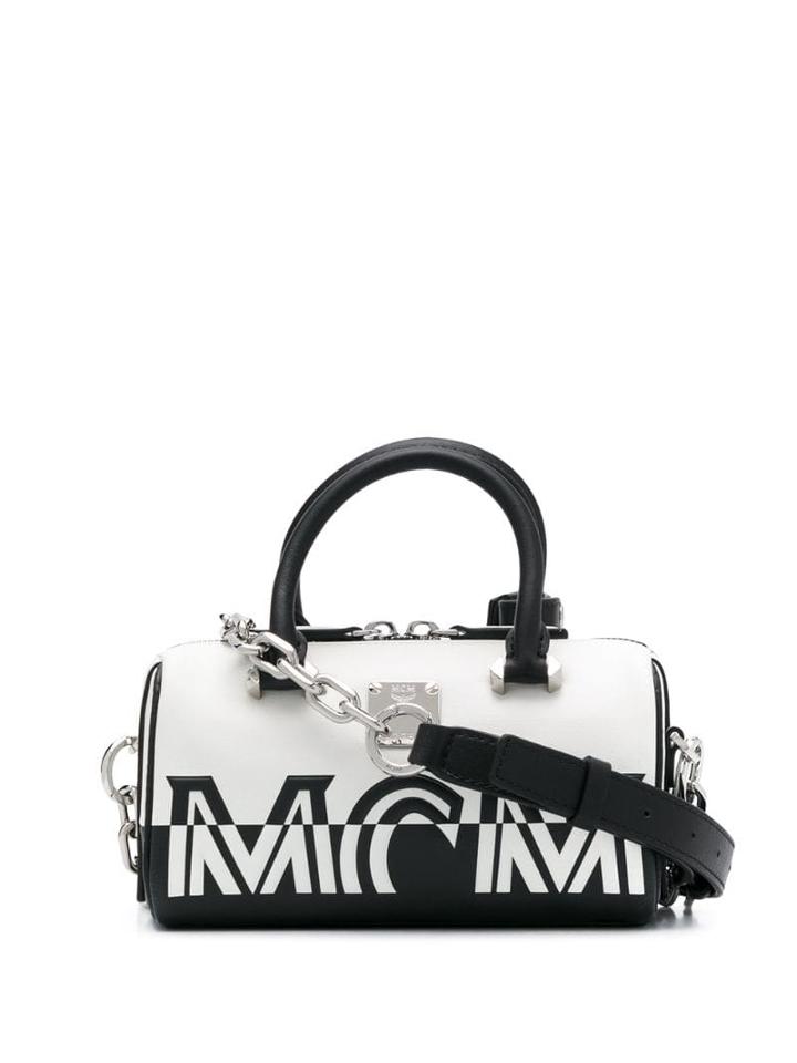 Mcm Logo Print Mini Bag - White