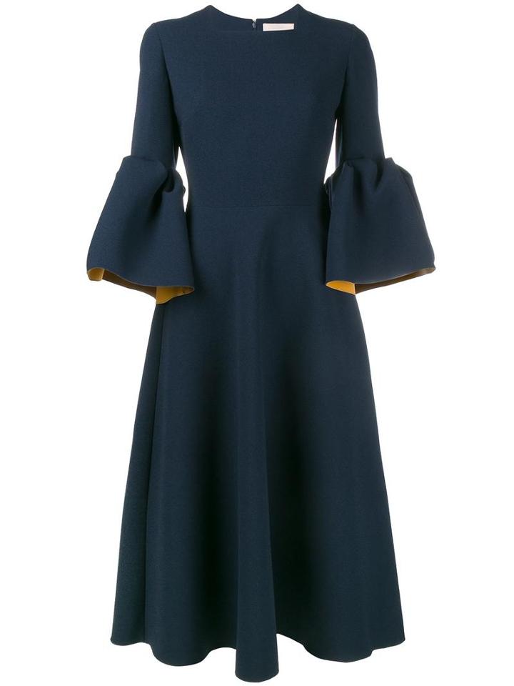 Roksanda Bell-sleeved Crepe Dress, Women's, Size: 4, Blue, Silk/polyamide/polyester/acetate