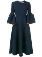 Roksanda Bell-sleeved Crepe Dress, Women's, Size: 4, Blue, Silk/polyamide/polyester/acetate