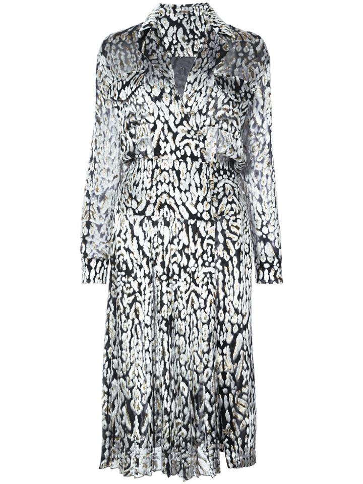 Adam Lippes Ocelot Velvet Wrap Shirt Dress - Black