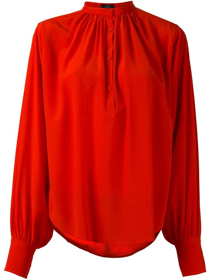 Joseph Gathered Neck Blouse, Women's, Size: 40, Red, Silk