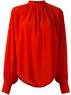 Joseph Gathered Neck Blouse, Women's, Size: 40, Red, Silk