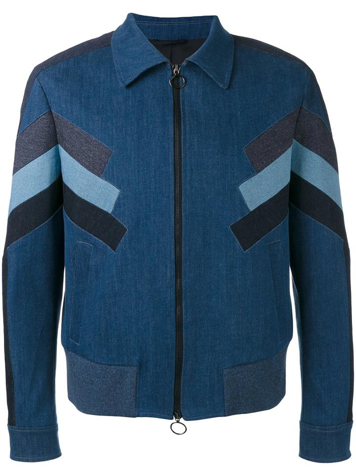 Neil Barrett - Zipped Denim Jacket - Men - Cotton/polyester/spandex/elastane/viscose - M, Blue, Cotton/polyester/spandex/elastane/viscose