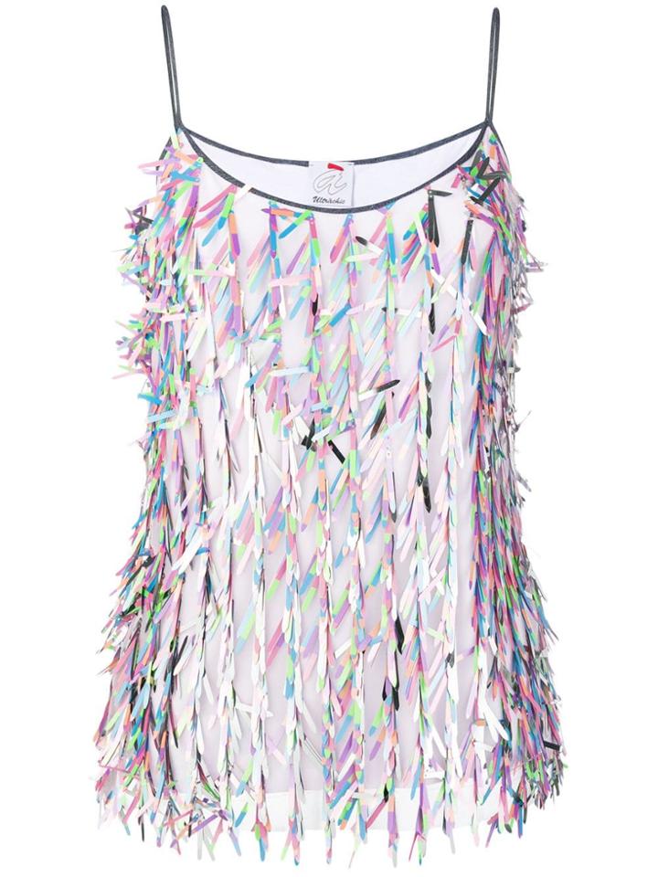 Ultràchic Fringed Tank Top - Pink
