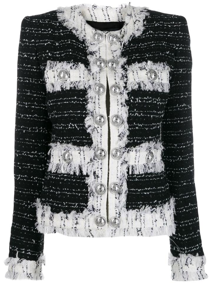 Balmain Tweed Button-embellished Jacket - Black