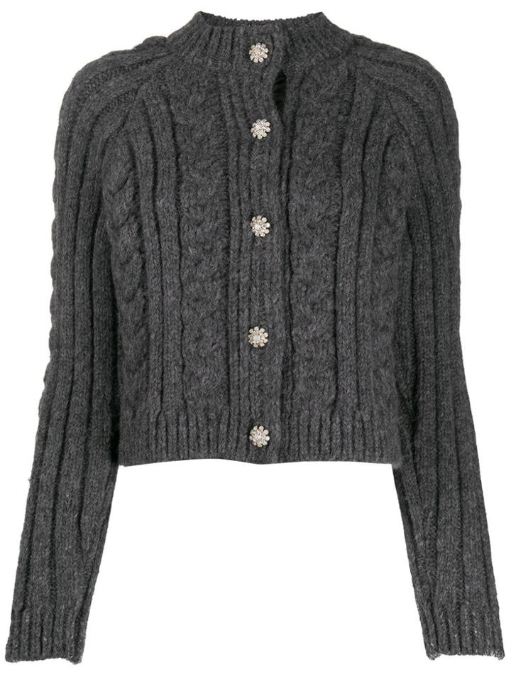 Ganni Embellished Buttons Cardigan - Grey