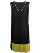 Twin-set Drop Waist Colour Block Dress, Women's, Size: Small, Black, Polyester/viscose