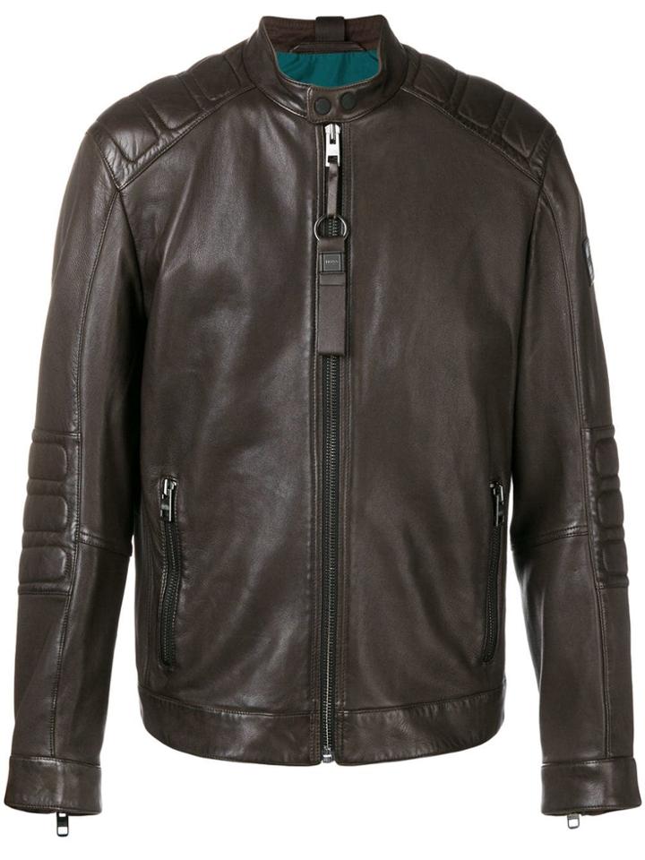 Boss Hugo Boss Zipped Biker Jacket - Brown