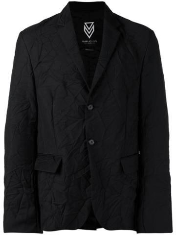 Var/city Wrinkled Blazer, Men's, Size: 52, Black, Cotton/virgin Wool/mohair/viscose