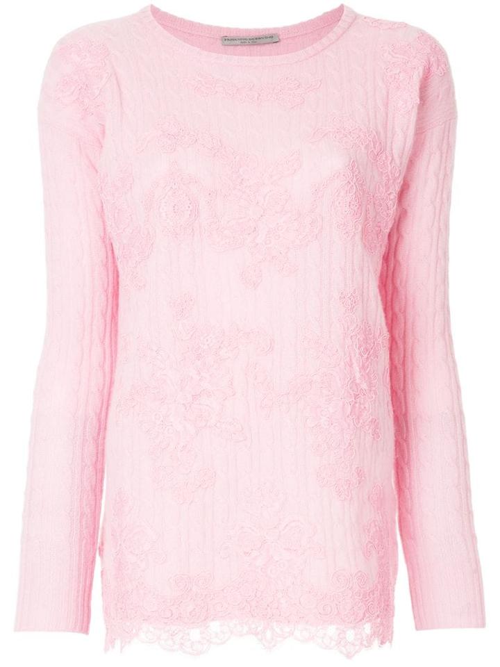 Ermanno Scervino Lace Hem Jumper - Pink
