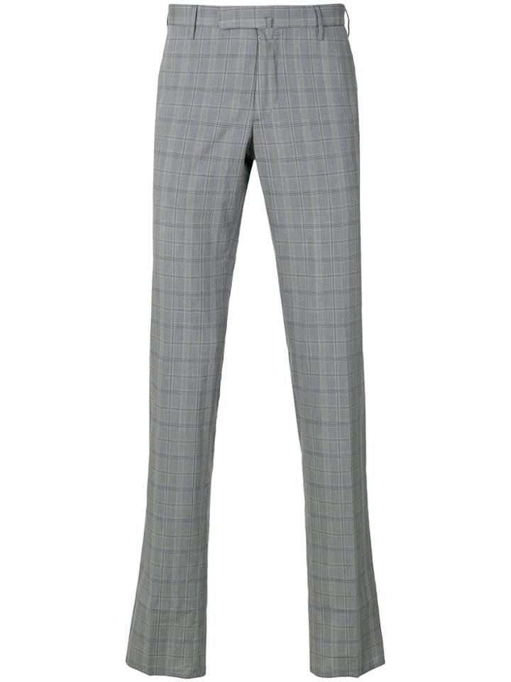 Incotex Plaid Straight Leg Trousers - Grey