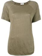 Frame Denim - Curved Hem T-shirt - Women - Linen/flax - S, Women's, Green, Linen/flax