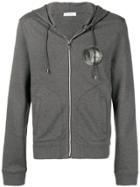 Versace Collection Logo Print Zip Front Hoodie - Grey