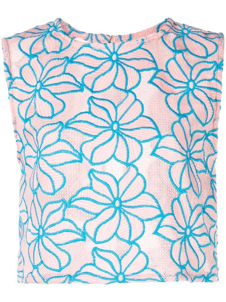 Onia Embroidered Crop Top - Pink