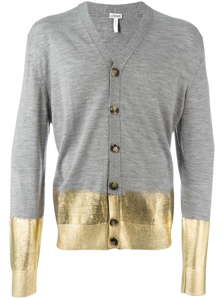 Loewe Paneled Cardigan, Men's, Size: Large, Grey, Wool