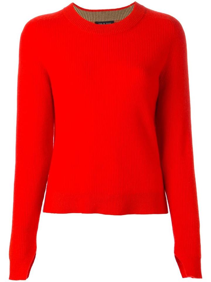 Rag & Bone Round Neck Jumper, Women's, Size: Medium, Red, Cashmere