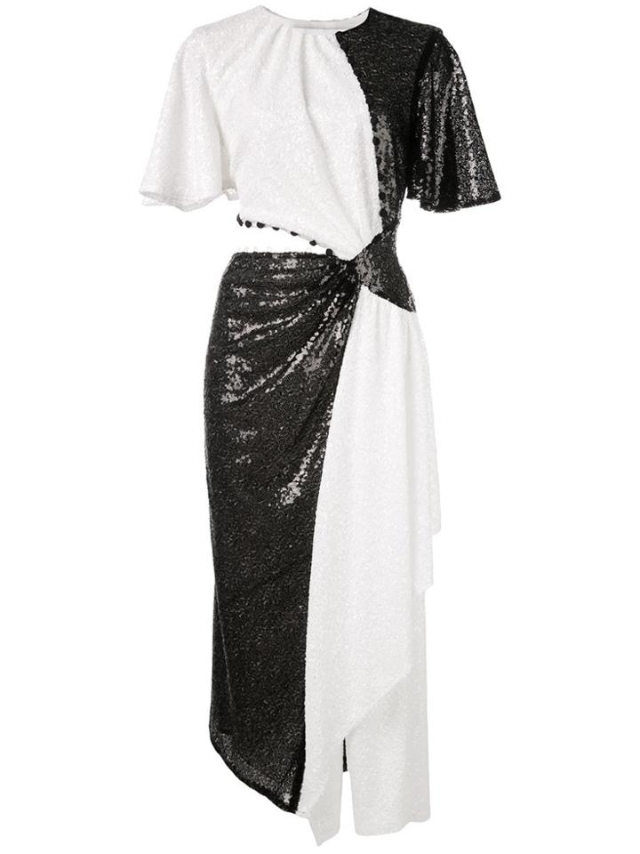 Prabal Gurung Asymmetric Sequined Dress - Black