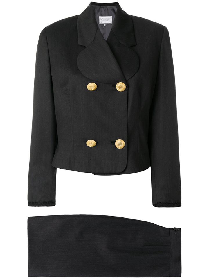 Versus Vintage Double-breasted Skirt Suit - Black