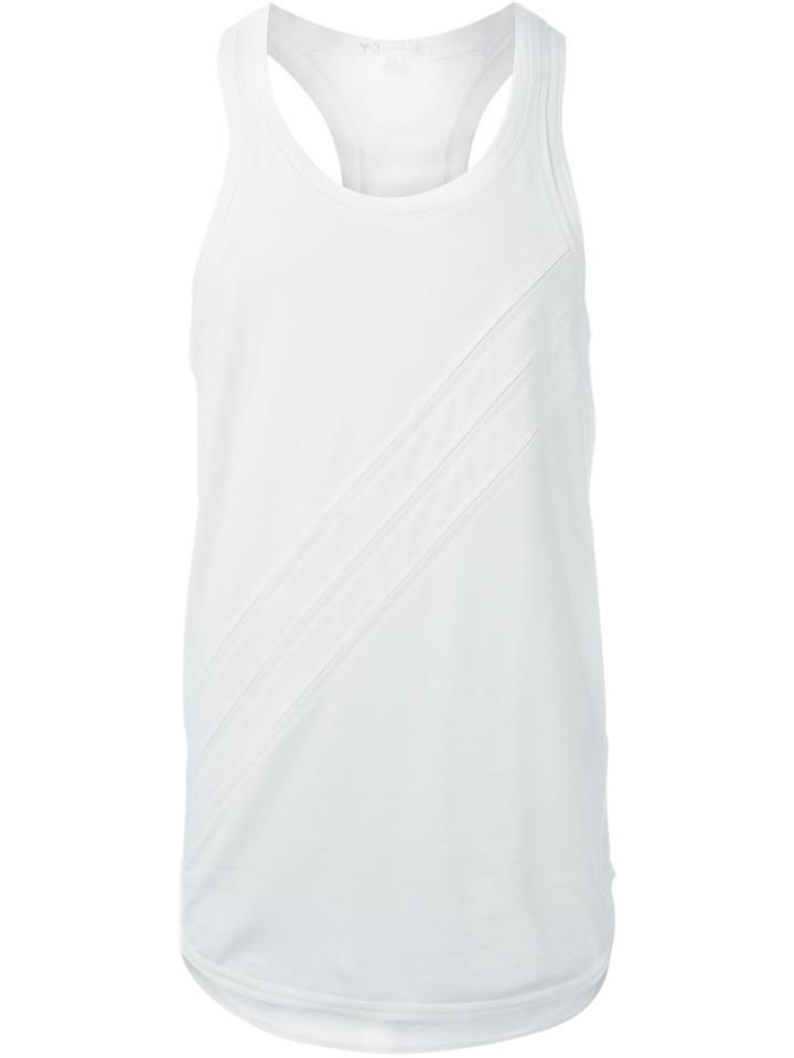 Y-3 Racer Back Tank Top, Men's, Size: L, White, Cotton