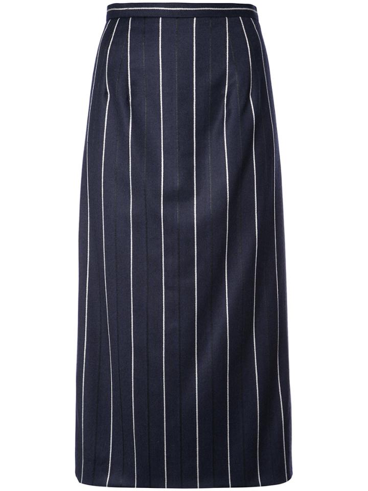 Oscar De La Renta Striped Midi Skirt - Blue