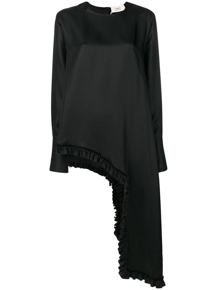Ports 1961 Asymmetirc Frill Trim Sweater - Black