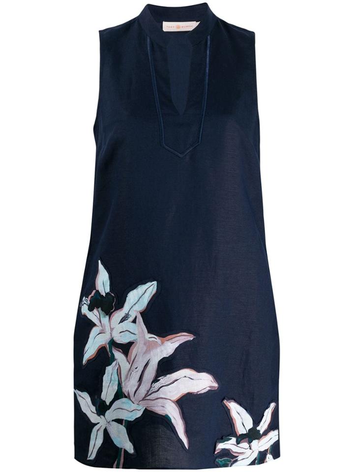 Tory Burch Floral Print Tunic Dress - Blue