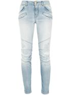 Pierre Balmain Ripped Biker Skinny Jeans - Blue
