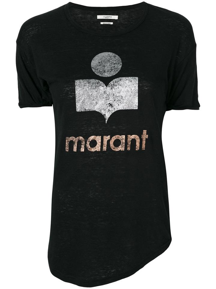 Isabel Marant Étoile - Logo Patch T-shirt - Women - Linen/flax - L, Black, Linen/flax