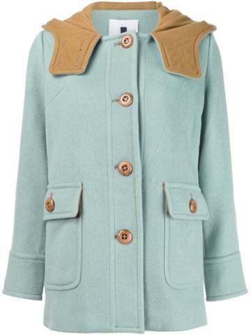 Minjukim Single Breasted Coat, Women's, Size: 36, Green, Nylon/wool