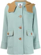 Minjukim Single Breasted Coat, Women's, Size: 36, Green, Nylon/wool