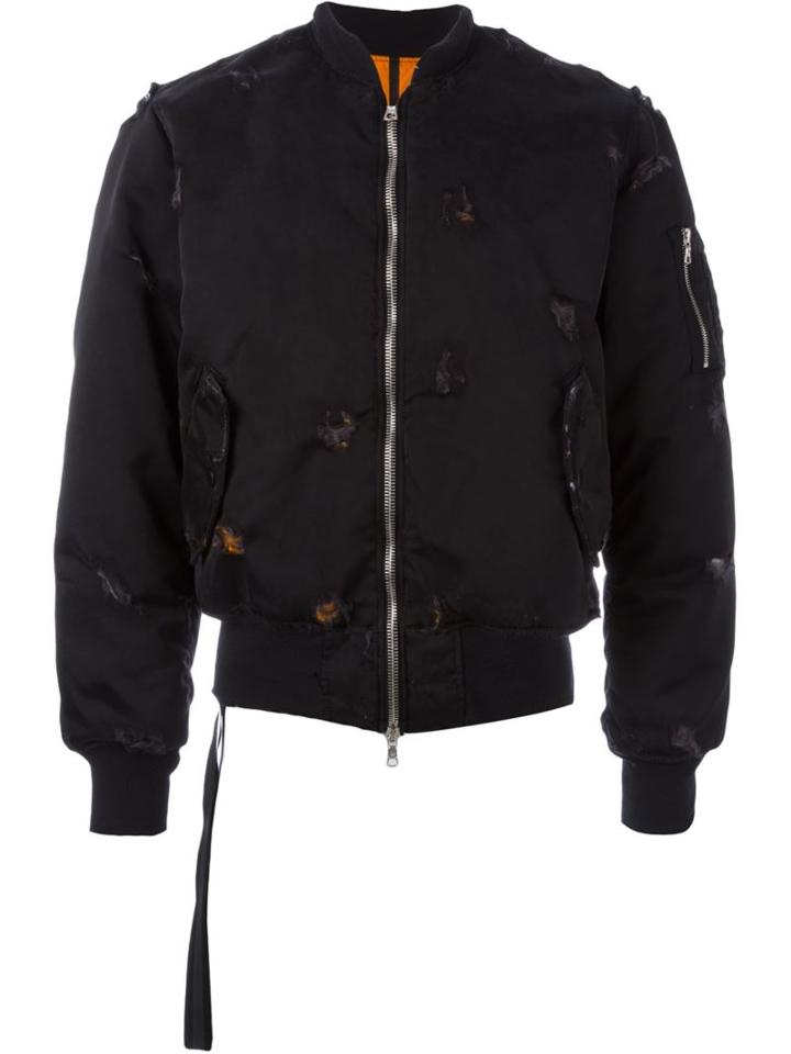 Unravel Cropped Bomber Jacket, Men's, Size: 46, Black, Cotton/nylon