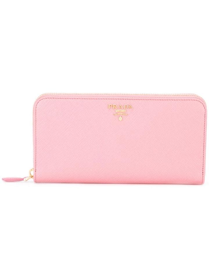 Prada Zip-around Saffiano Wallet - Pink