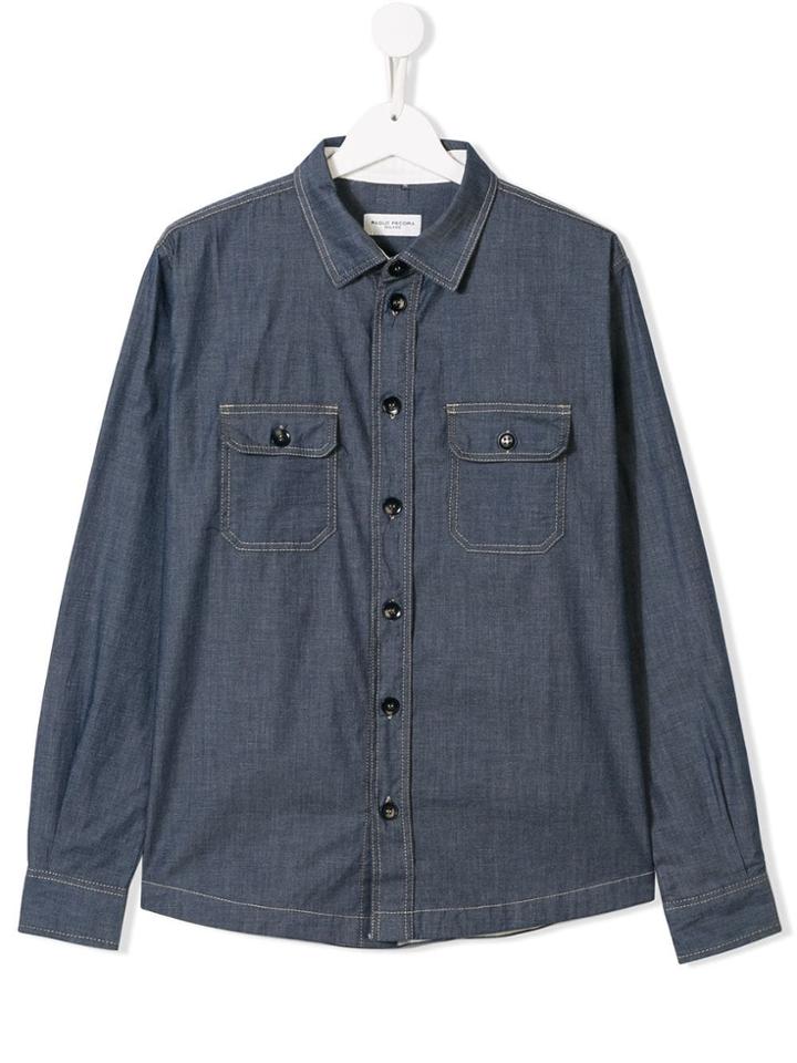 Paolo Pecora Kids Long-sleeve Denim Shirt - Blue