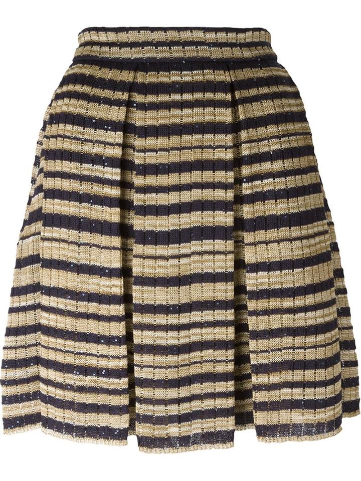 Ermanno Scervino Striped Knit Skirt, Women's, Size: 44, Nude/neutrals, Silk/polyester/viscose