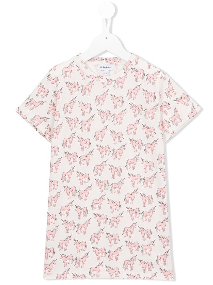 Au Jour Le Jour Kids Unicorn Print T-shirt, Girl's, Size: 8 Yrs, Pink/purple