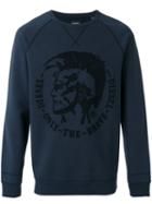 Diesel Logo Print Sweatshirt, Men's, Size: Xxl, Blue, Cotton