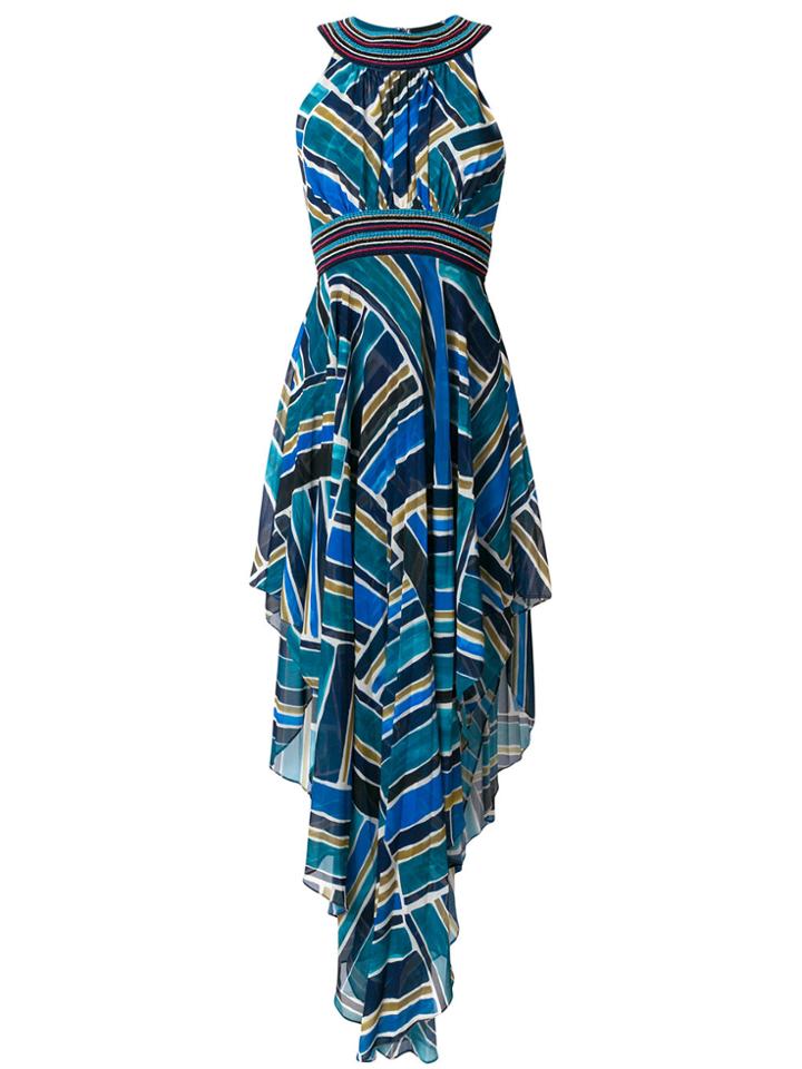 Talitha Printed Pleated Halter Dress - Blue