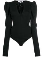 Msgm Ribbed Tied Neck Body - Black