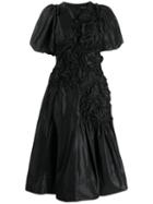 Simone Rocha Ruched Midi Dress - Black