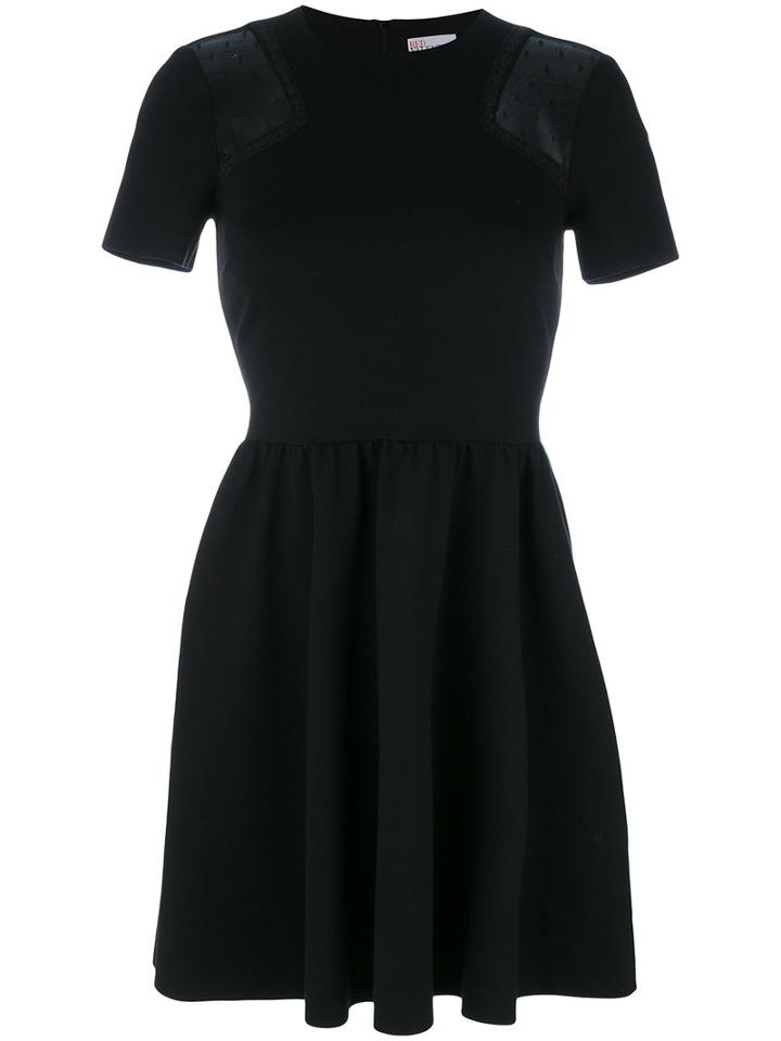 Red Valentino - Sheer Detail Flared Dress - Women - Viscose/polyamide/spandex/elastane - 40, Black, Viscose/polyamide/spandex/elastane