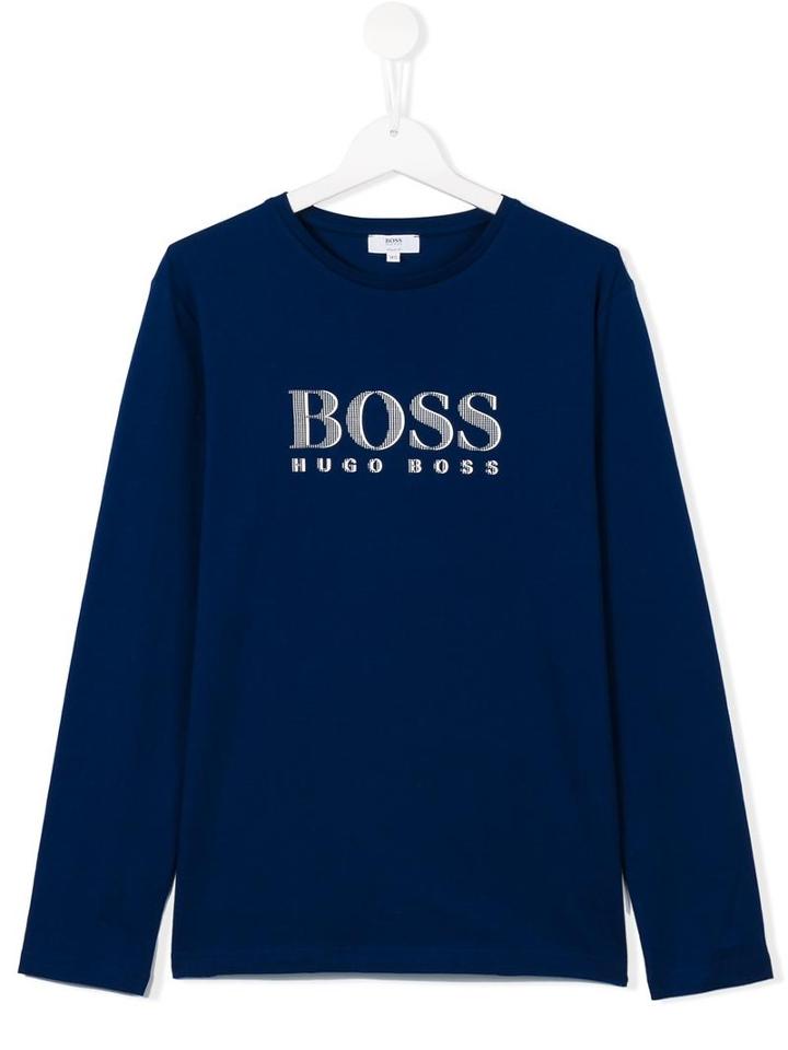 Boss Kids Logo Print T-shirt, Boy's, Size: 16 Yrs, Blue