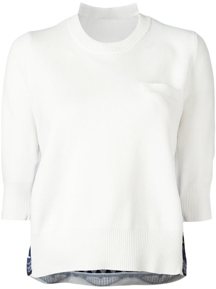 Sacai Tribal Lace Embroidered Jumper, Women's, Size: I, White, Cotton/polyester