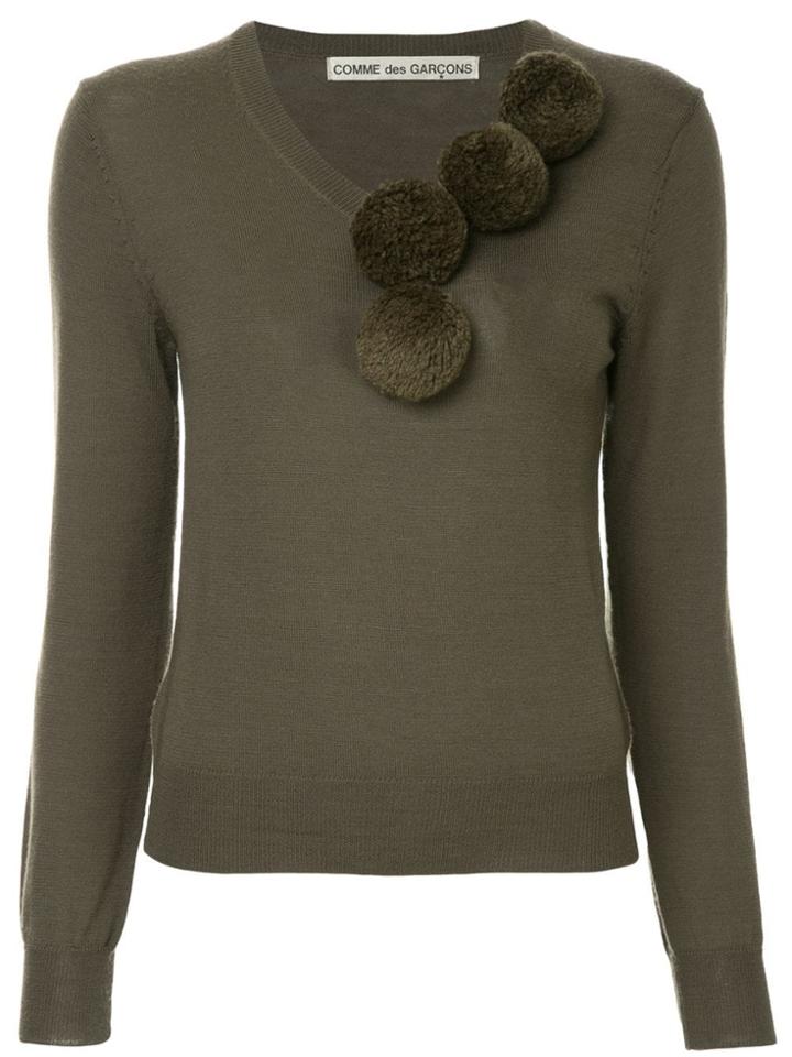 Comme Des Garçons Pre-owned Pompom Detail Knitted Top - Green