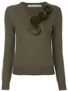 Comme Des Garçons Pre-owned Pompom Detail Knitted Top - Green