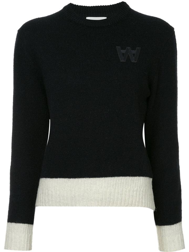Wood Wood Knit Logo Jumper - Blue