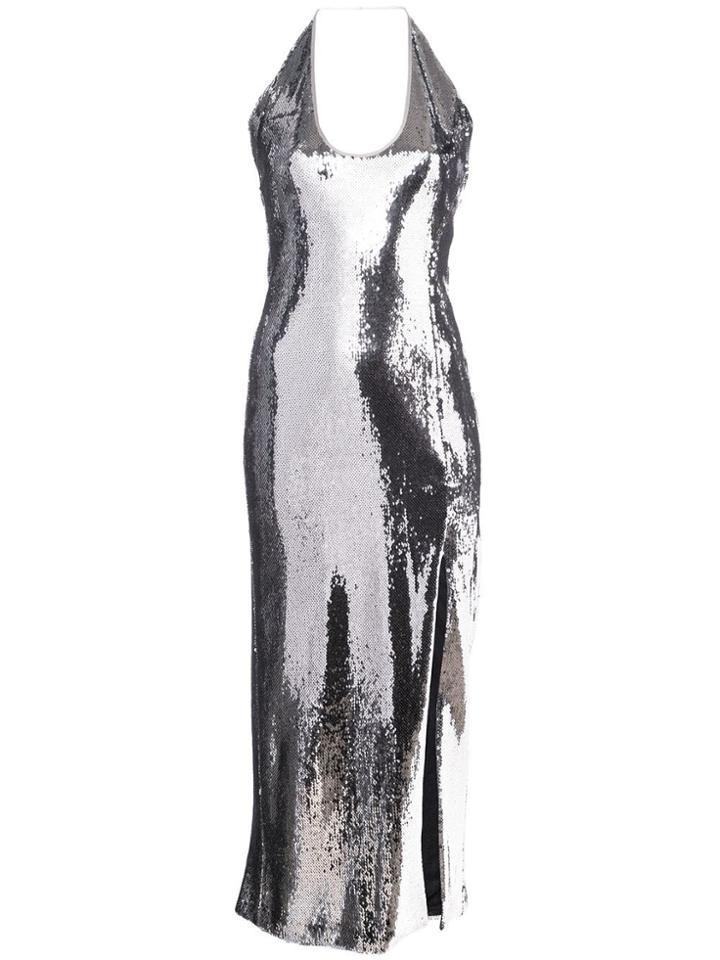 Galvan Fitted Side Slit Dress - Metallic