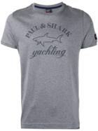 Paul & Shark Logo Print T-shirt, Men's, Size: Large, Grey, Cotton